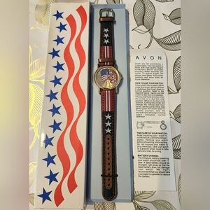 Vintage 2001 Avon/Valdawn American Flag Watch (New in Box)